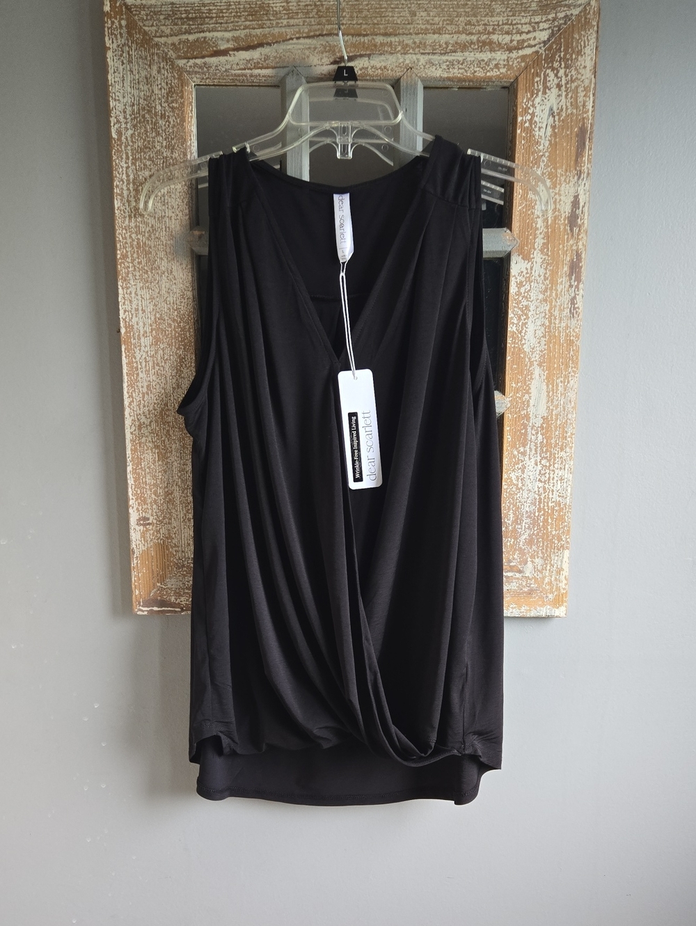 Laundry by Shelli Segal Black Draped Tank Top